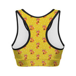Cartoon Fox Pattern Print Women's Sports Bra
