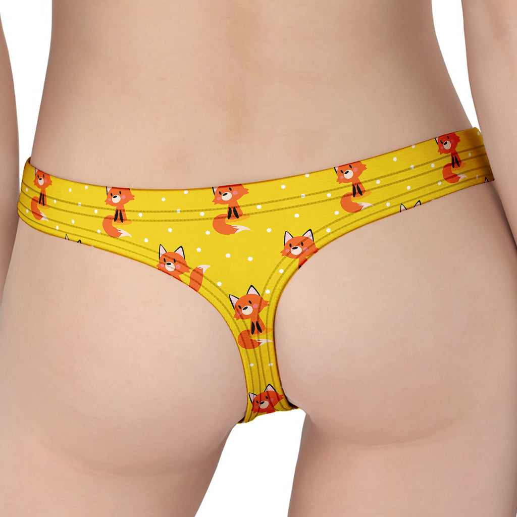 Cartoon Fox Pattern Print Women's Thong