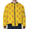 Cartoon Fox Pattern Print Zip Sleeve Bomber Jacket