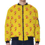Cartoon Fox Pattern Print Zip Sleeve Bomber Jacket