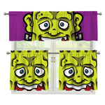 Cartoon Frankenstein Print 3 Piece Kitchen Curtains