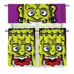 Cartoon Frankenstein Print 3 Piece Kitchen Curtains