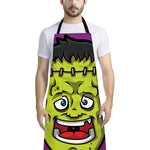 Cartoon Frankenstein Print Bib Apron With Pocket