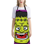 Cartoon Frankenstein Print Bib Apron With Pocket