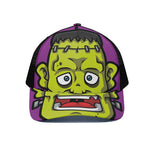 Cartoon Frankenstein Print Black Mesh Trucker Cap