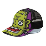 Cartoon Frankenstein Print Black Mesh Trucker Cap
