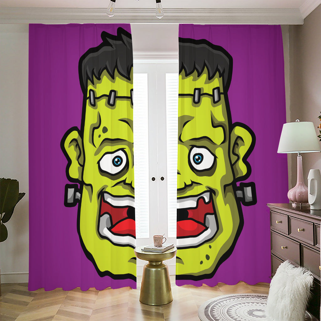 Cartoon Frankenstein Print Blackout Pencil Pleat Curtains