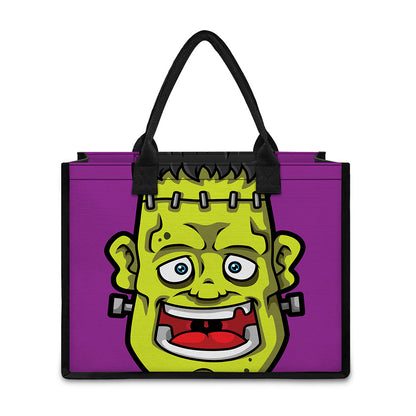 Cartoon Frankenstein Print Canvas Tote Bag