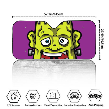 Cartoon Frankenstein Print Car Windshield Sun Shade