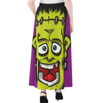 Cartoon Frankenstein Print Chiffon Maxi Skirt