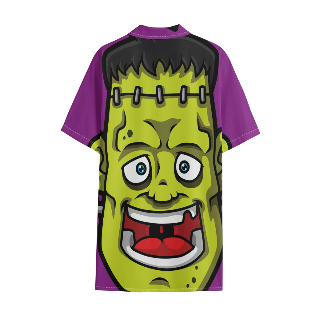 Cartoon Frankenstein Print Cotton Hawaiian Shirt