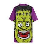 Cartoon Frankenstein Print Cotton Hawaiian Shirt