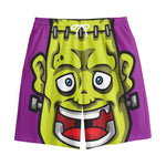Cartoon Frankenstein Print Cotton Shorts