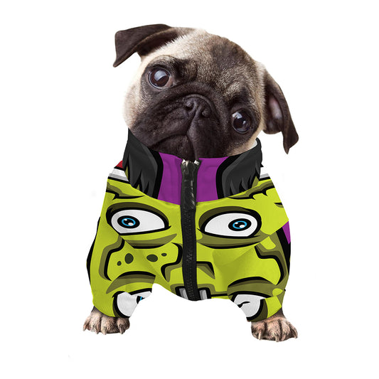 Cartoon Frankenstein Print Dog Zip Up Jacket