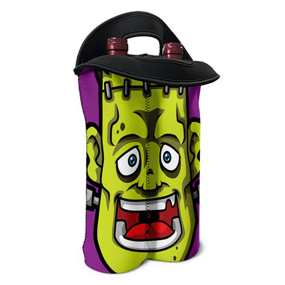 Cartoon Frankenstein Print Double Neoprene Wine Tote
