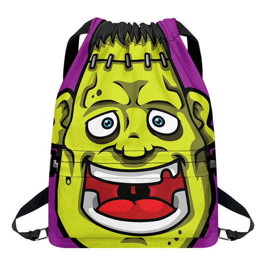 Cartoon Frankenstein Print Drawstring Backpack