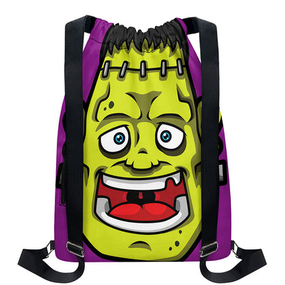 Cartoon Frankenstein Print Drawstring Backpack