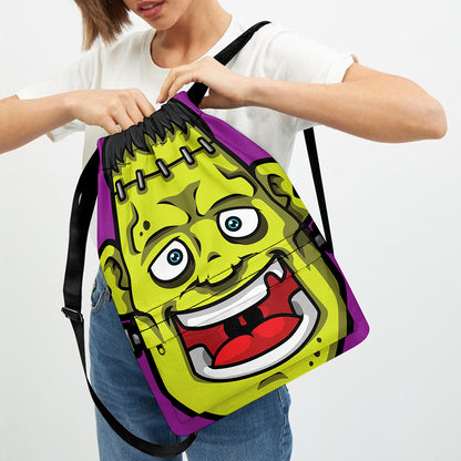 Cartoon Frankenstein Print Drawstring Backpack