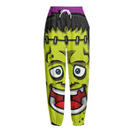 Cartoon Frankenstein Print Fleece Lined Knit Pants