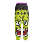 Cartoon Frankenstein Print Fleece Lined Knit Pants