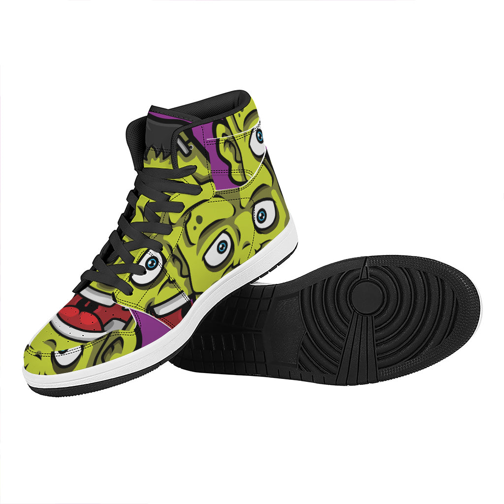Cartoon Frankenstein Print High Top Leather Sneakers