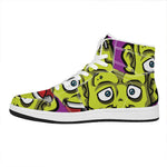 Cartoon Frankenstein Print High Top Leather Sneakers