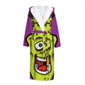 Cartoon Frankenstein Print Hooded Bathrobe