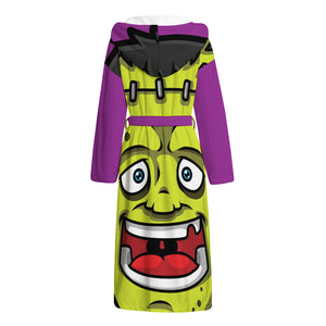 Cartoon Frankenstein Print Hooded Bathrobe