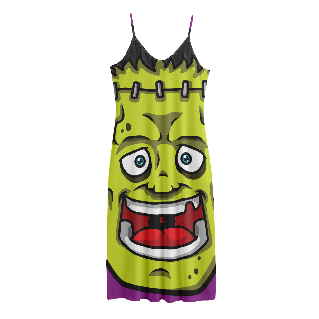 Cartoon Frankenstein Print Jersey Midi Cami Dress