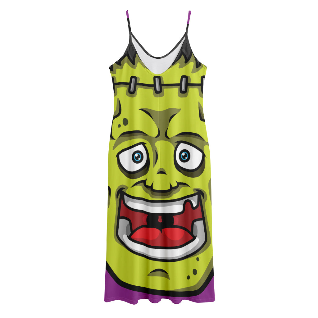 Cartoon Frankenstein Print Jersey Midi Cami Dress