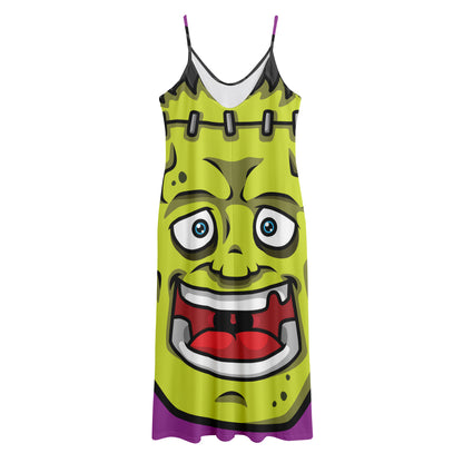Cartoon Frankenstein Print Jersey Midi Cami Dress