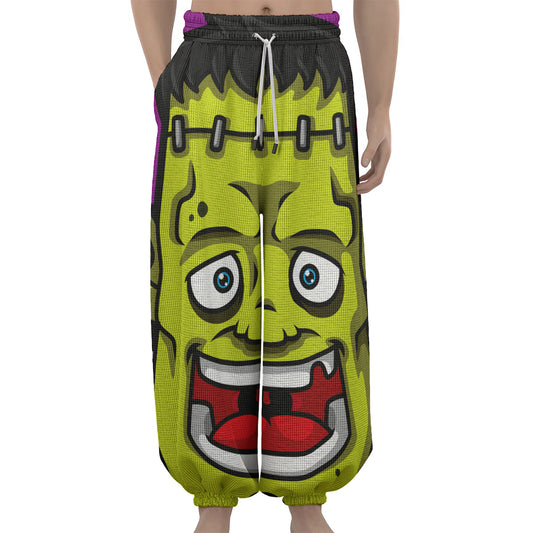 Cartoon Frankenstein Print Lantern Pants
