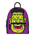 Cartoon Frankenstein Print Leather Backpack
