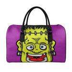 Cartoon Frankenstein Print Leather Duffle Bag