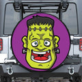Cartoon Frankenstein Print Leather Spare Tire Cover
