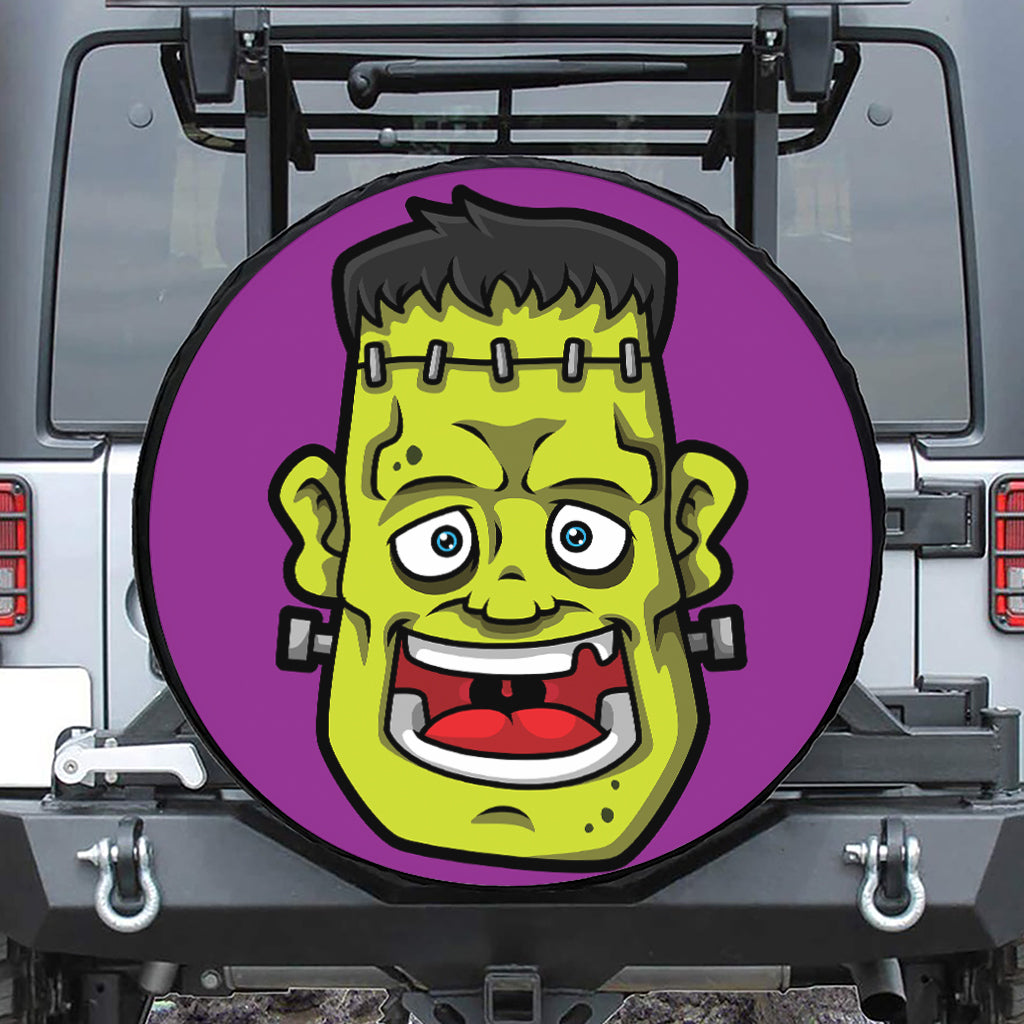 Cartoon Frankenstein Print Leather Spare Tire Cover