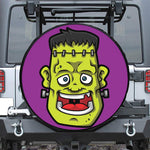 Cartoon Frankenstein Print Leather Spare Tire Cover