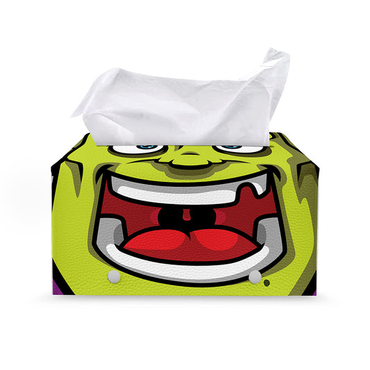 Cartoon Frankenstein Print Leather Tissue Box Cover