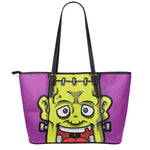 Cartoon Frankenstein Print Leather Tote Bag