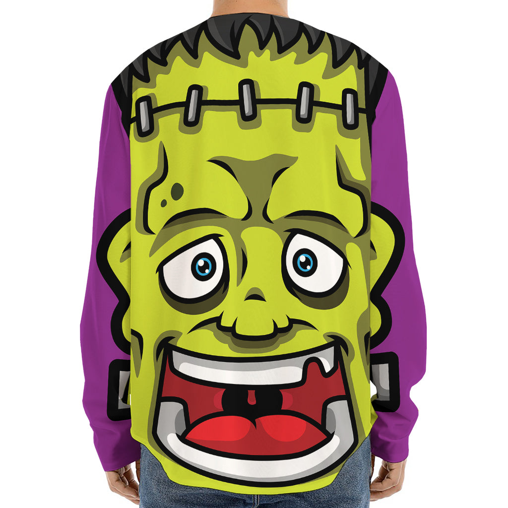 Cartoon Frankenstein Print Long Sleeve Baseball Jersey