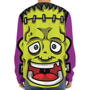 Cartoon Frankenstein Print Long Sleeve Baseball Jersey