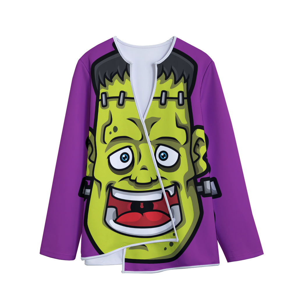 Cartoon Frankenstein Print Long Sleeve Short Coat