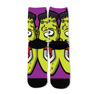 Cartoon Frankenstein Print Long Socks