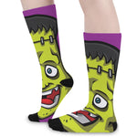 Cartoon Frankenstein Print Long Socks