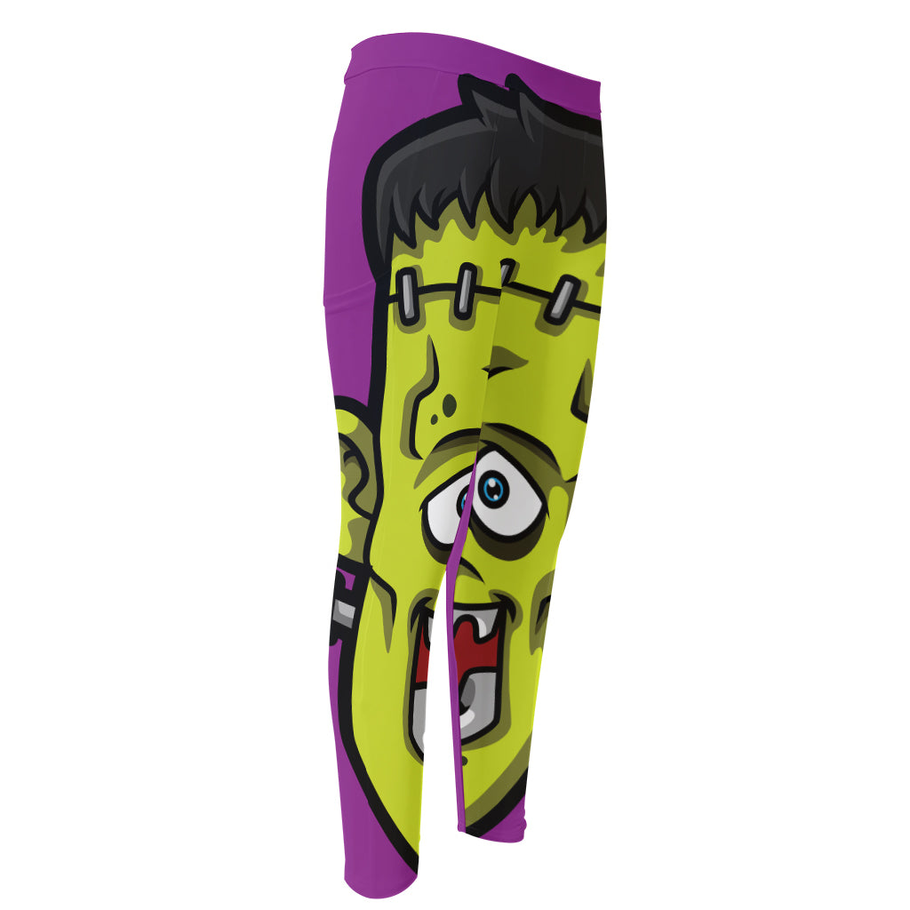 Cartoon Frankenstein Print Men's Compression Pants