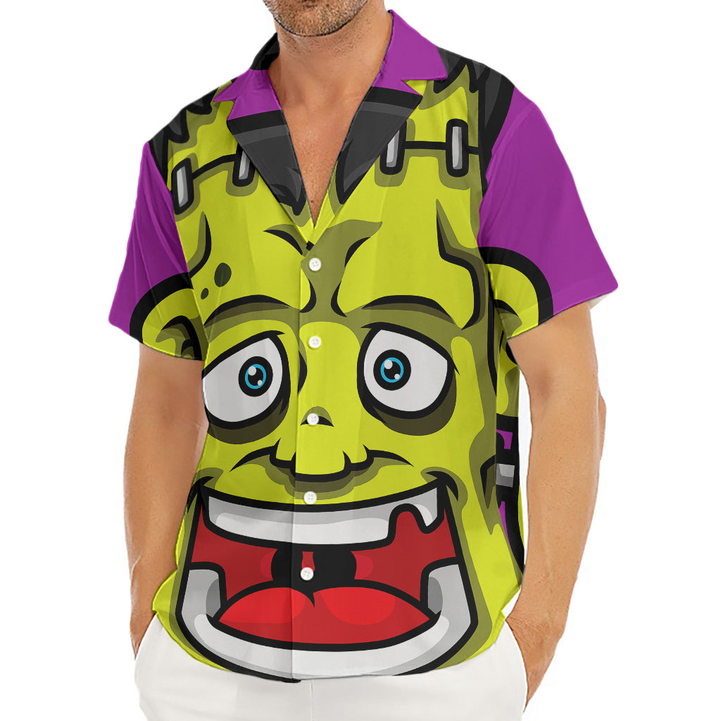 Cartoon Frankenstein Print Men's Deep V-Neck Shirt