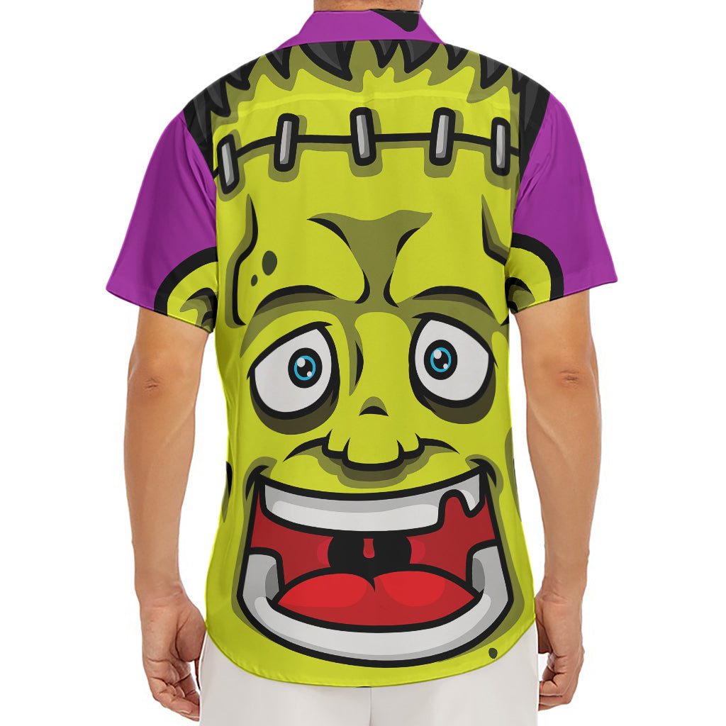 Cartoon Frankenstein Print Men's Deep V-Neck Shirt