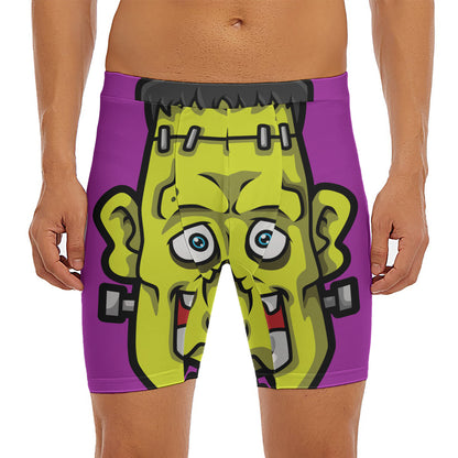 Cartoon Frankenstein Print Men's Long Boxer Briefs