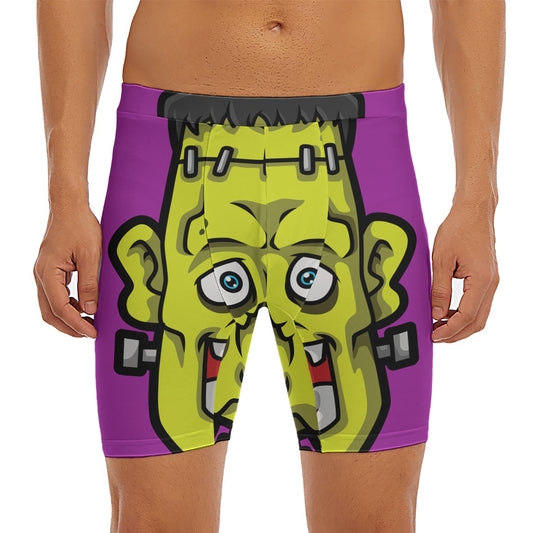 Cartoon Frankenstein Print Men's Long Boxer Briefs