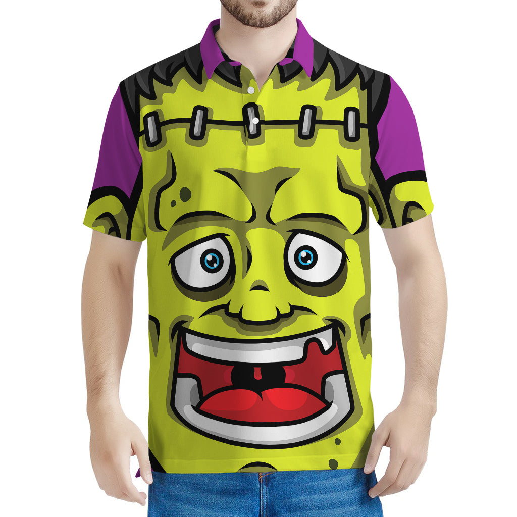 Cartoon Frankenstein Print Men's Polo Shirt